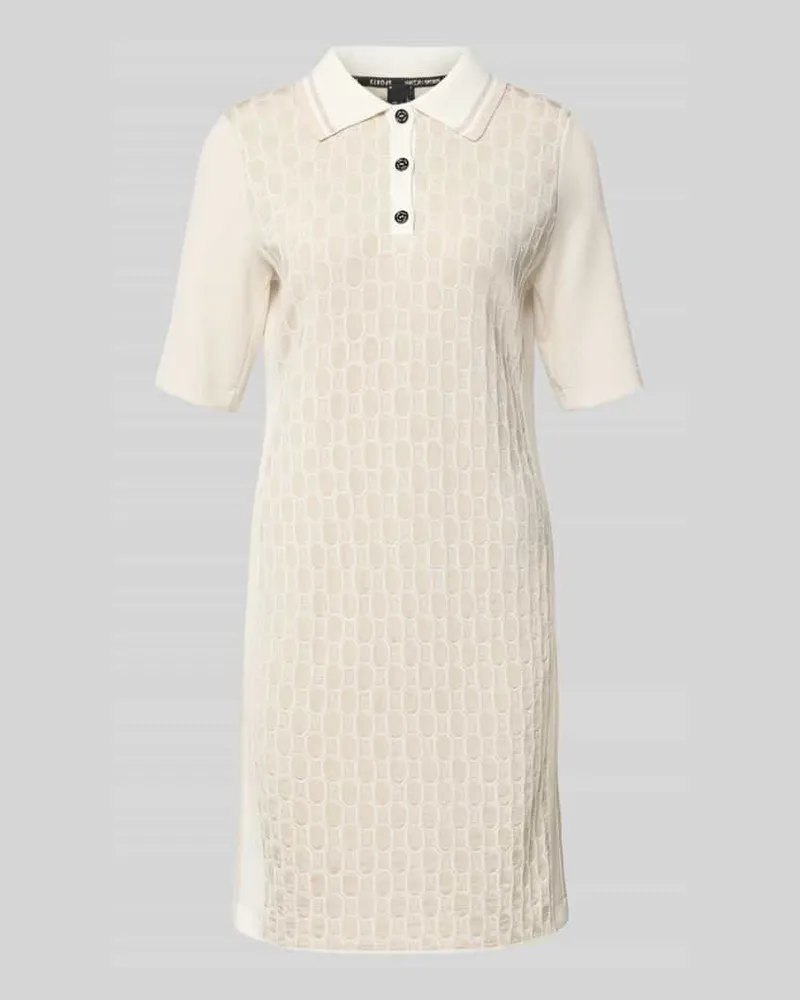 Marc Cain Polokleid im Allover-Look mit Knopfleiste Offwhite