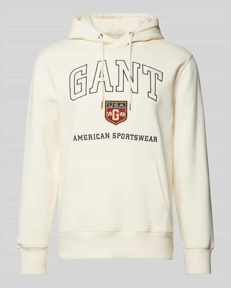 Gant Hoodie mit Label-Print Offwhite