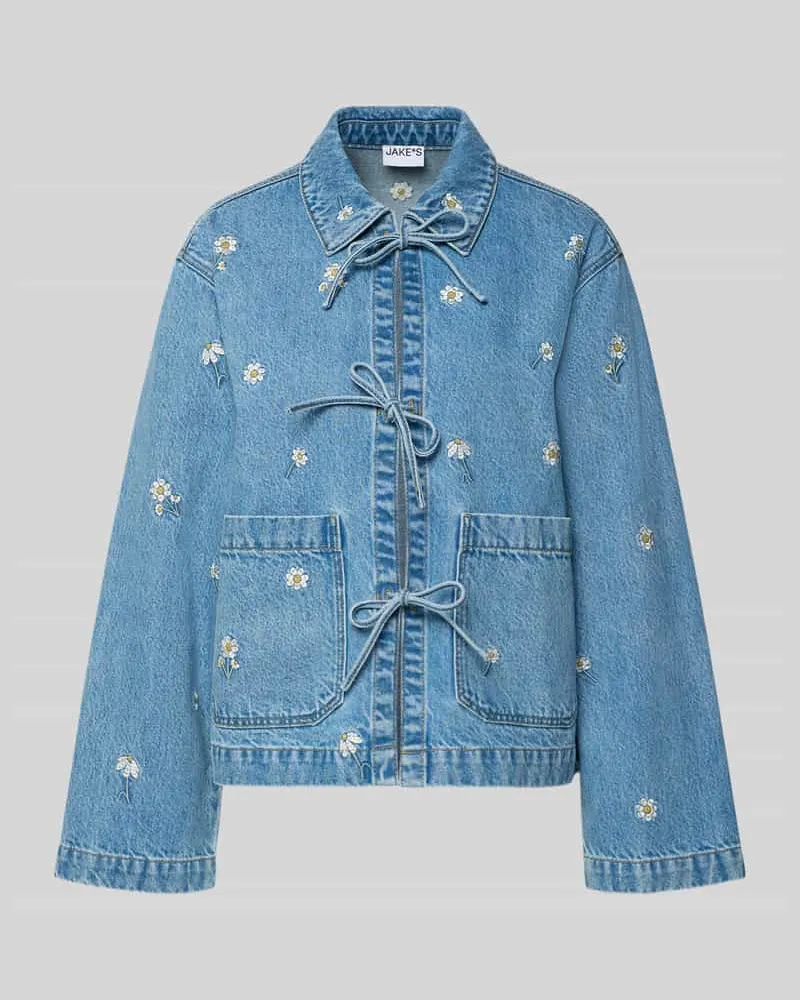JAKE*S Jeansjacke mit Stitchings und Schnürung Jeansblau