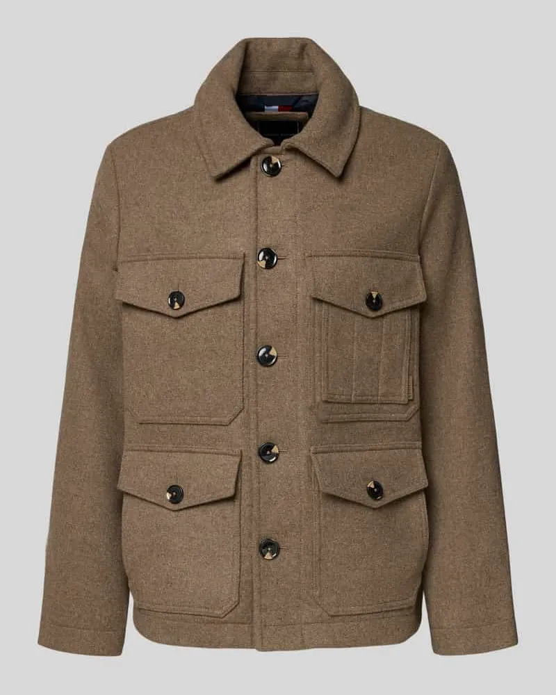 Tommy Hilfiger Regular Fit Jacke aus Woll-Mix Taupe