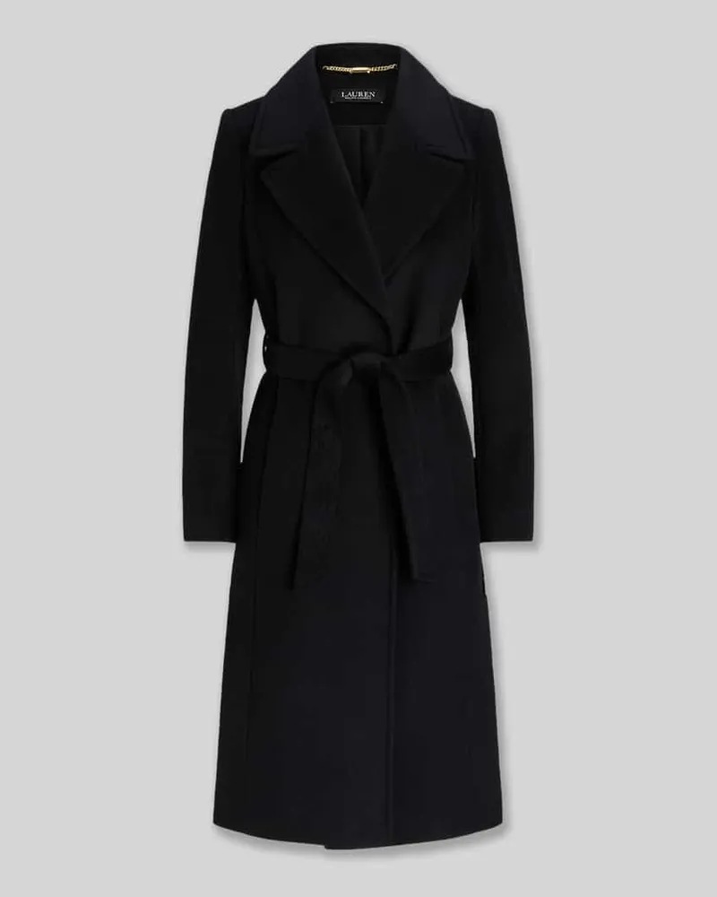 Ralph Lauren Mantel aus Wolle mit Bindegürtel Black