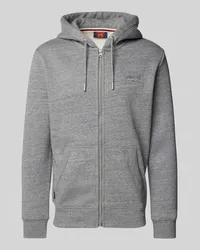 Superdry. Sweatjacke mit Label-Stitching Mittelgrau