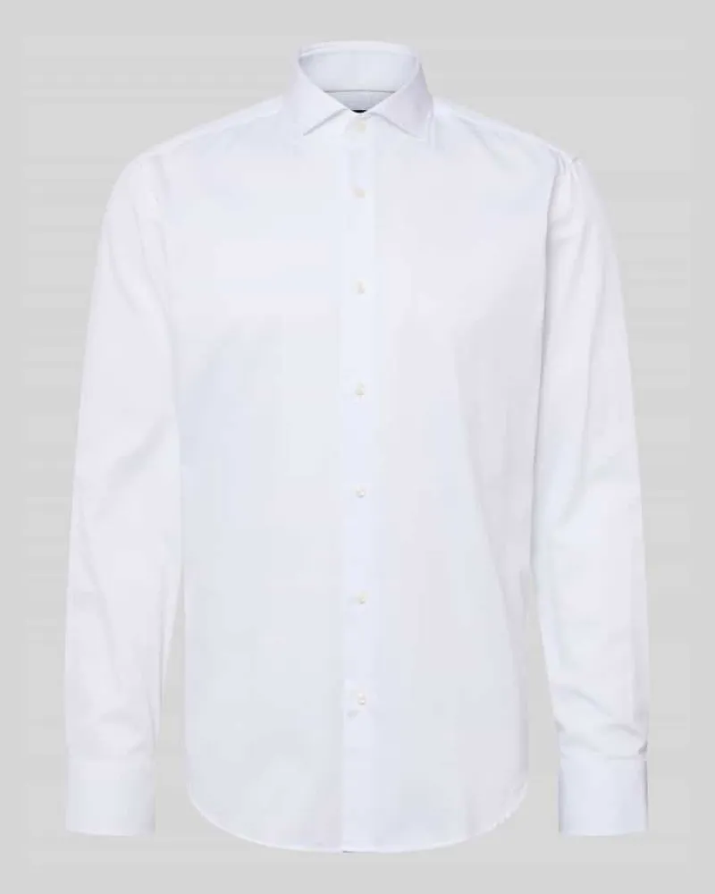 HUGO BOSS Regular Fit Businesshemd aus reiner Baumwolle Modell 'H-Joe-SP-C1 Weiss