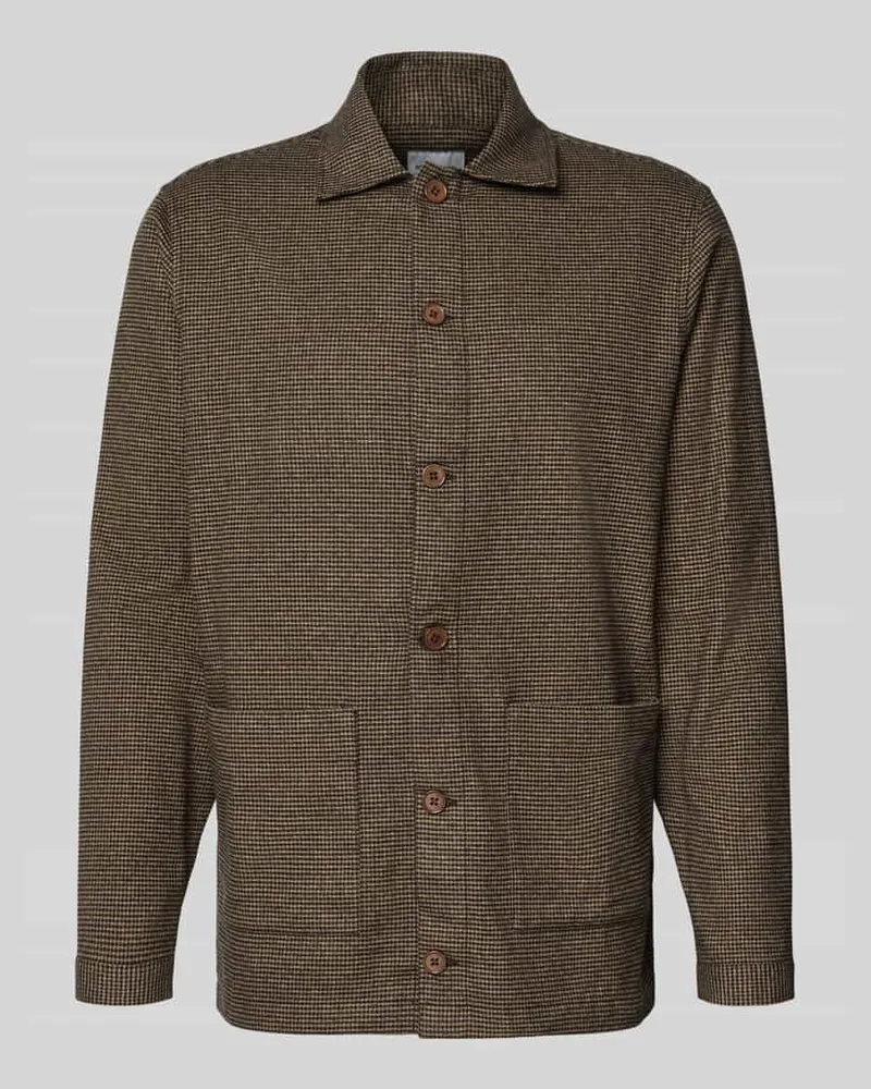Roy Robson Regular Fit Hemdjacke mit Kentkragen Mittelbraun