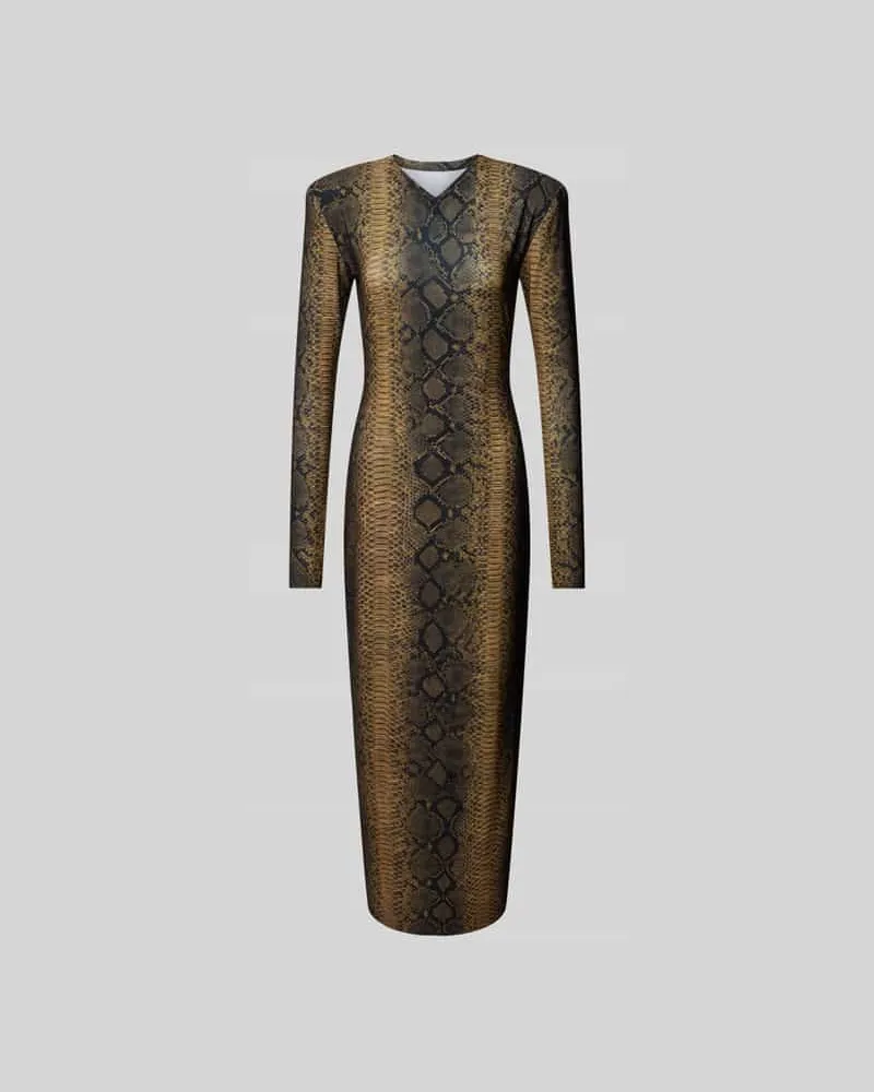 Norma Kamali Maxikleid mit V-Ausschnitt Mittelbraun