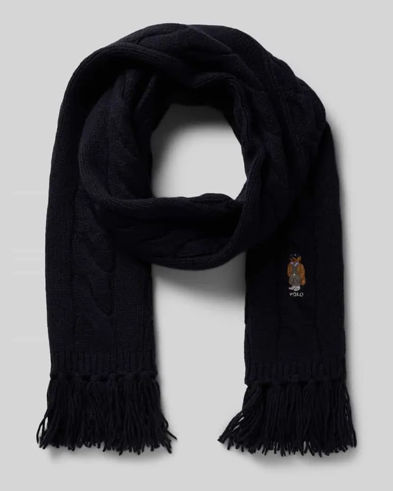 Ralph Lauren Wollschal mit Fransen Marine