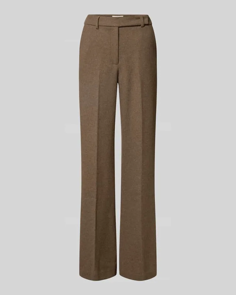 Stefanel High Waist Stoffhose aus Wolle mit Bundfalte Mittelbraun