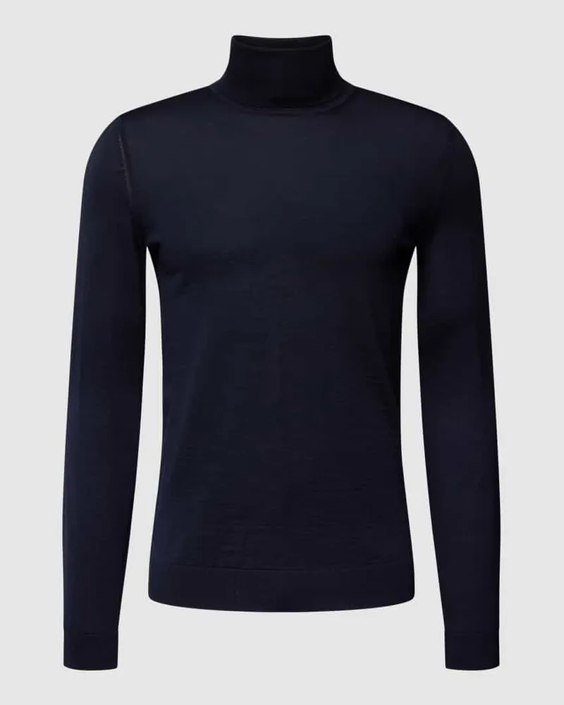 HUGO BOSS Strickpullover mit Rollkragen Modell 'Musso Marine