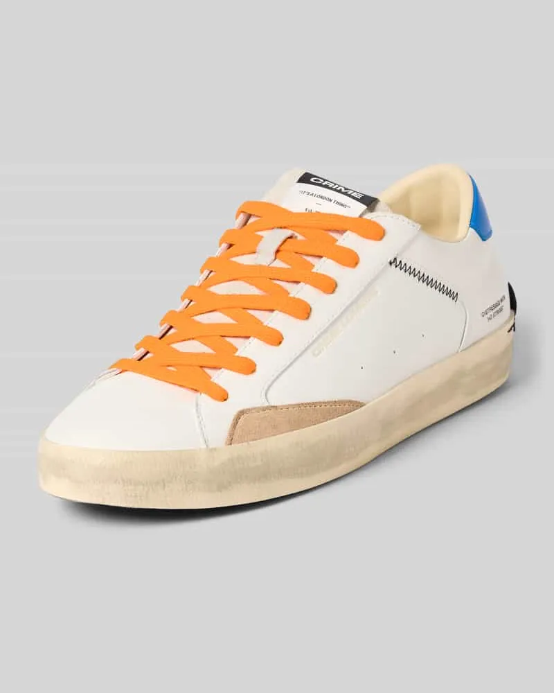 Crime Sneaker mit Schnürung Modell 'DISTRESSED Weiss