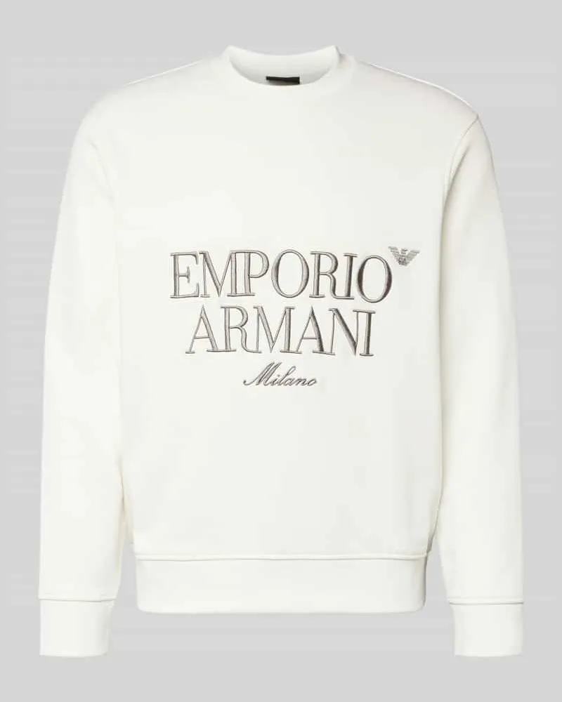 Emporio Armani Sweatshirt mit Label-Stitching Weiss