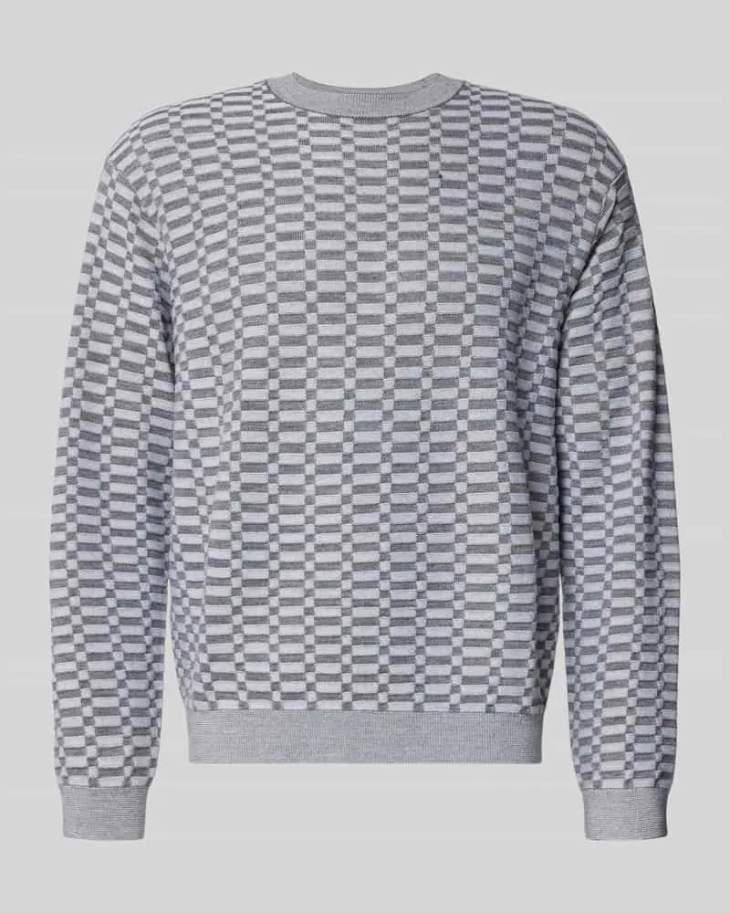 Emporio Armani Strickpullover mit gerippten Abschlüssen Hellgrau