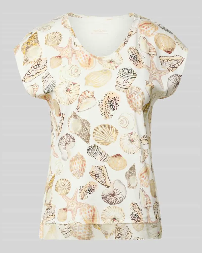 Marc Cain Regular Fit T-Shirt mit Allover-Motiv-Print Offwhite