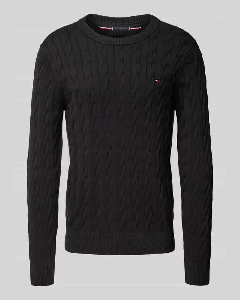 Tommy Hilfiger Regular Fit Strickpullover aus reiner Baumwolle Black