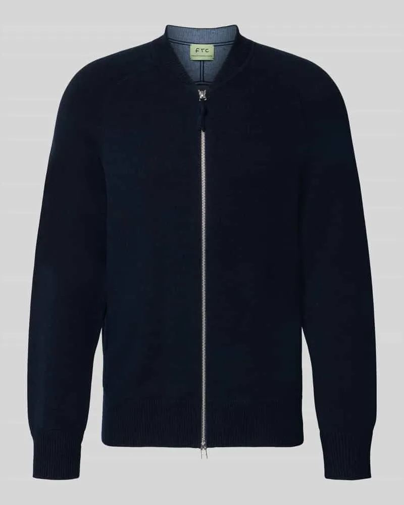 FTC Cashmere Regular Fit Strickjacke aus Baumwoll-Mix mit Kaschmir-Anteil Marine