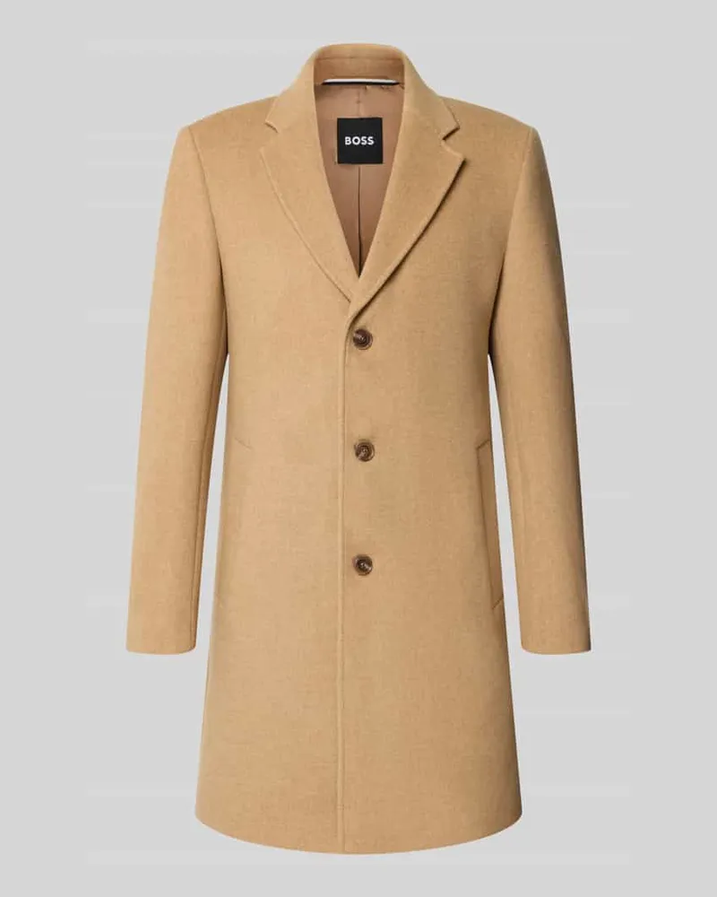 HUGO BOSS Slim Fit Funktionsmantel aus Woll-Mix Modell 'HYDE Camel