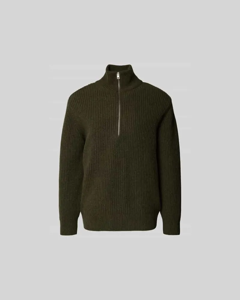 Closed Regular Fit Troyer aus reiner Wolle Khaki