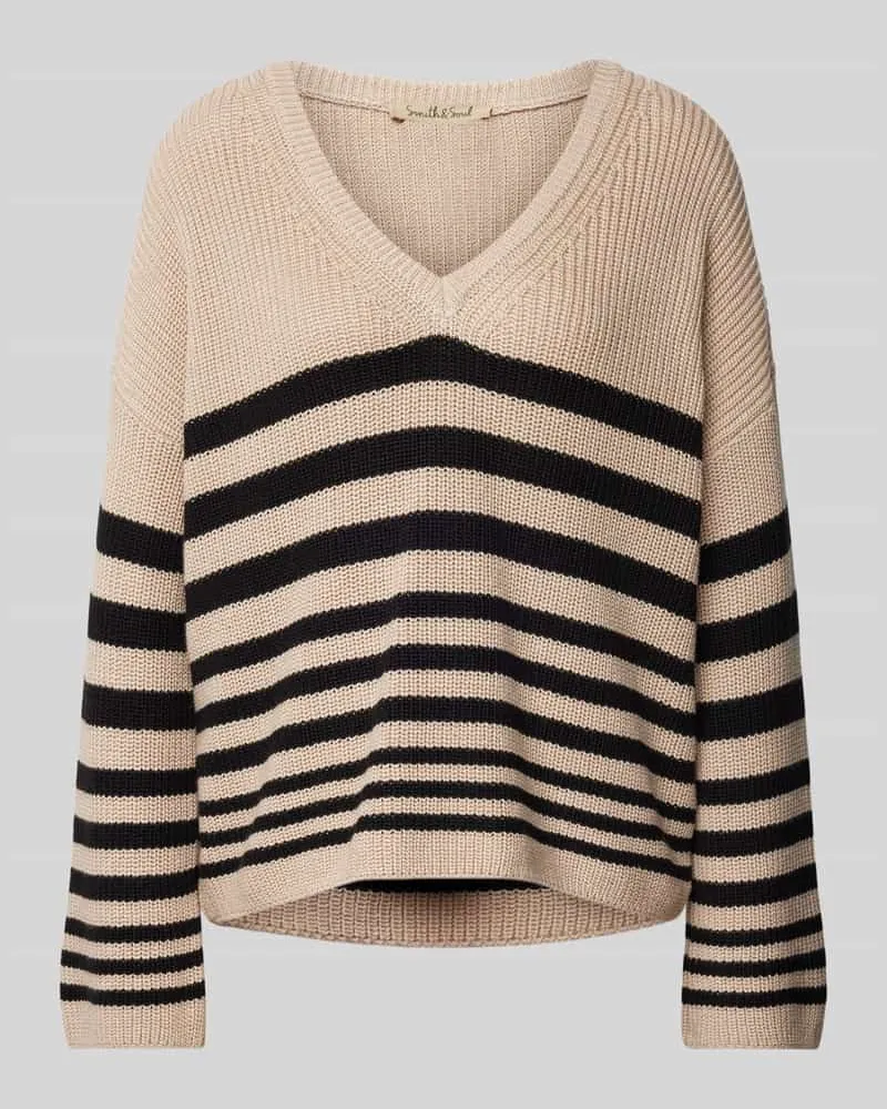 Smith & Soul Strickpullover mit V-Ausschnitt Sand