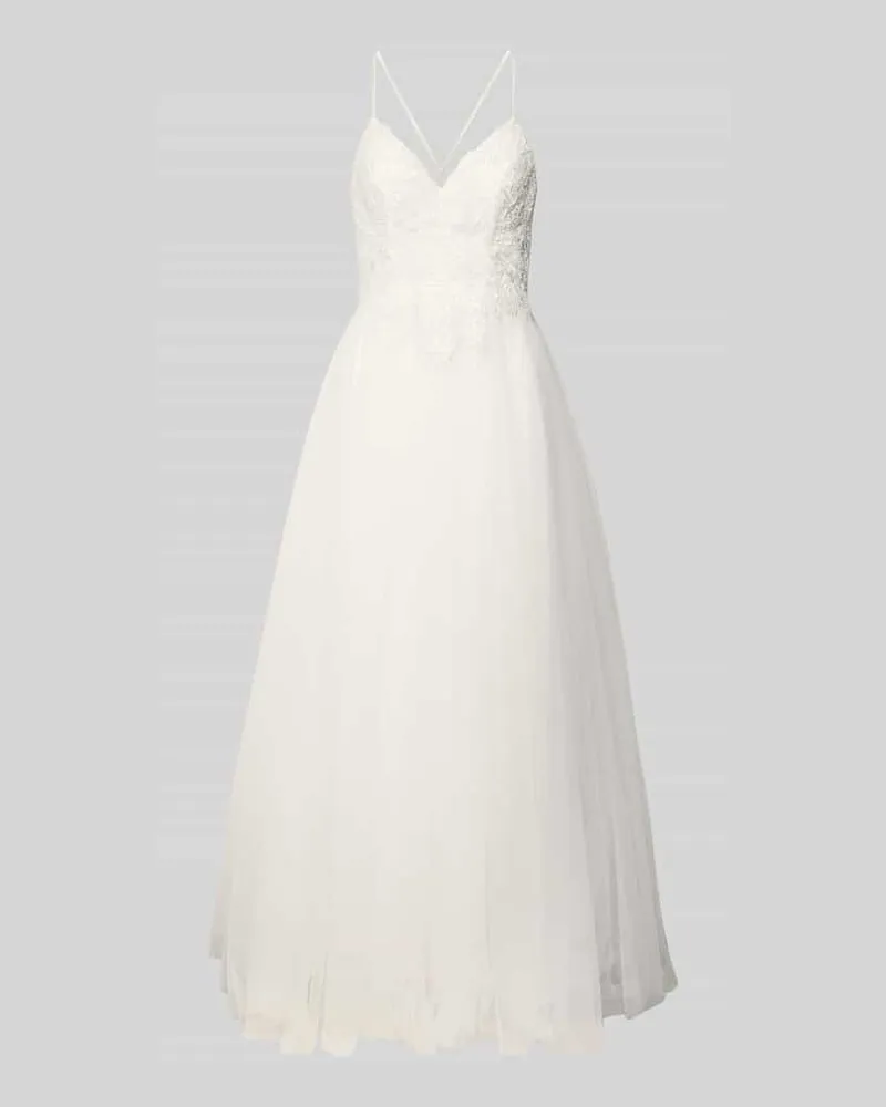 Mascara Brautkleid mit floralen Stickereien Offwhite