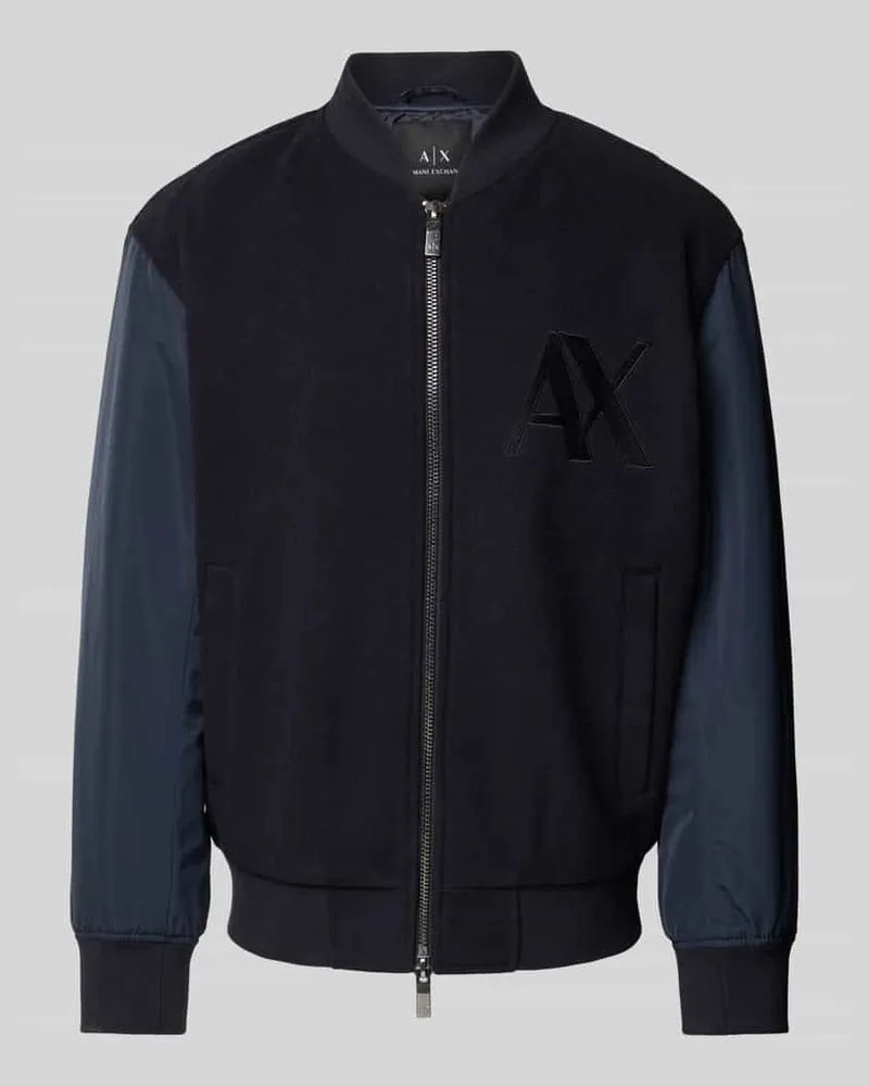 Armani Exchange Bomberjacke mit Label-Stitching Dunkelblau