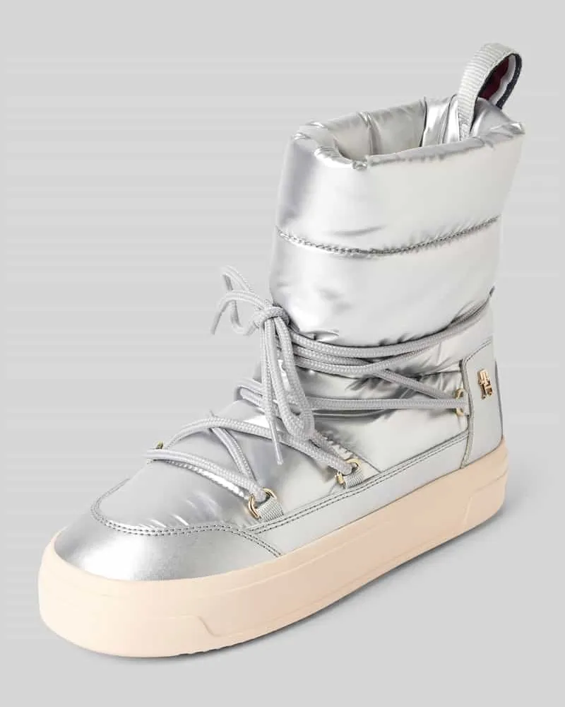 Tommy Hilfiger Schnürstiefel mit Label-Detail Silber