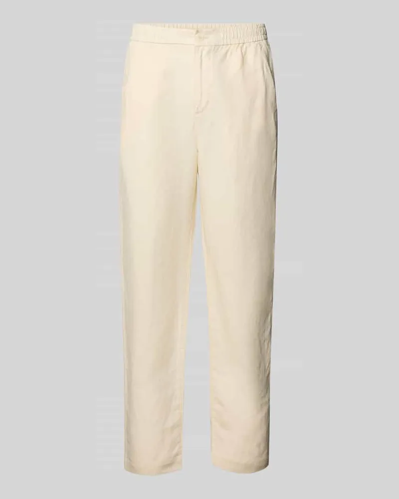 Lacoste Straight Leg Stoffhose aus Leinen-Mix Beige