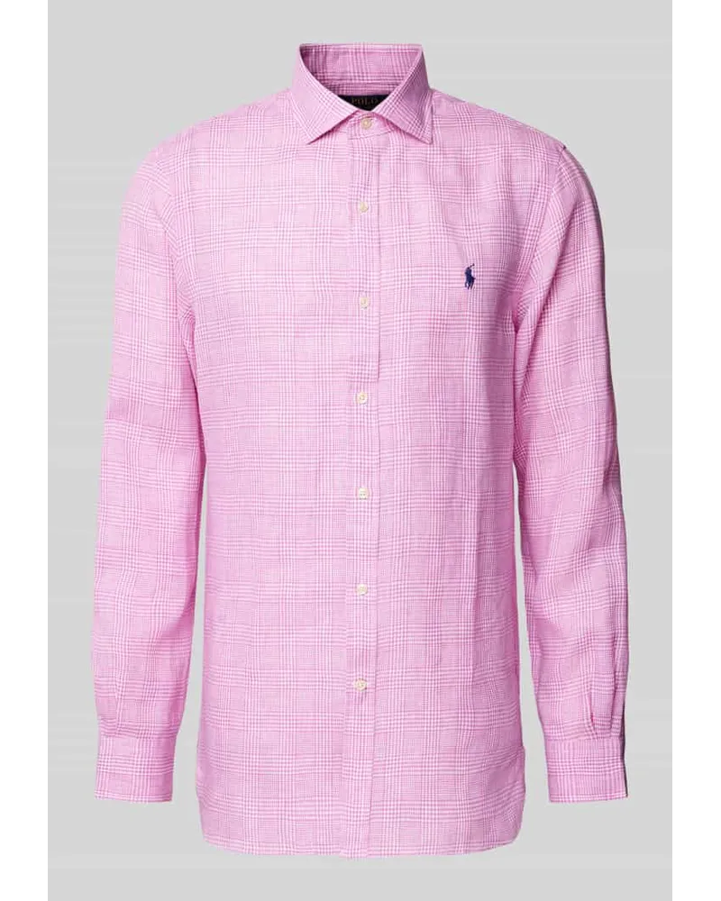 Ralph Lauren Slim Fit Leinenhemd mit Glencheck-Muster Pink