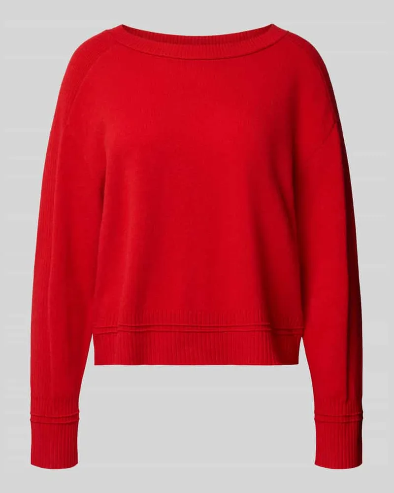 Marc Cain Wollpullover aus Schurwoll-Kaschmir-Mix mit U-Boot-Ausschnitt Rot