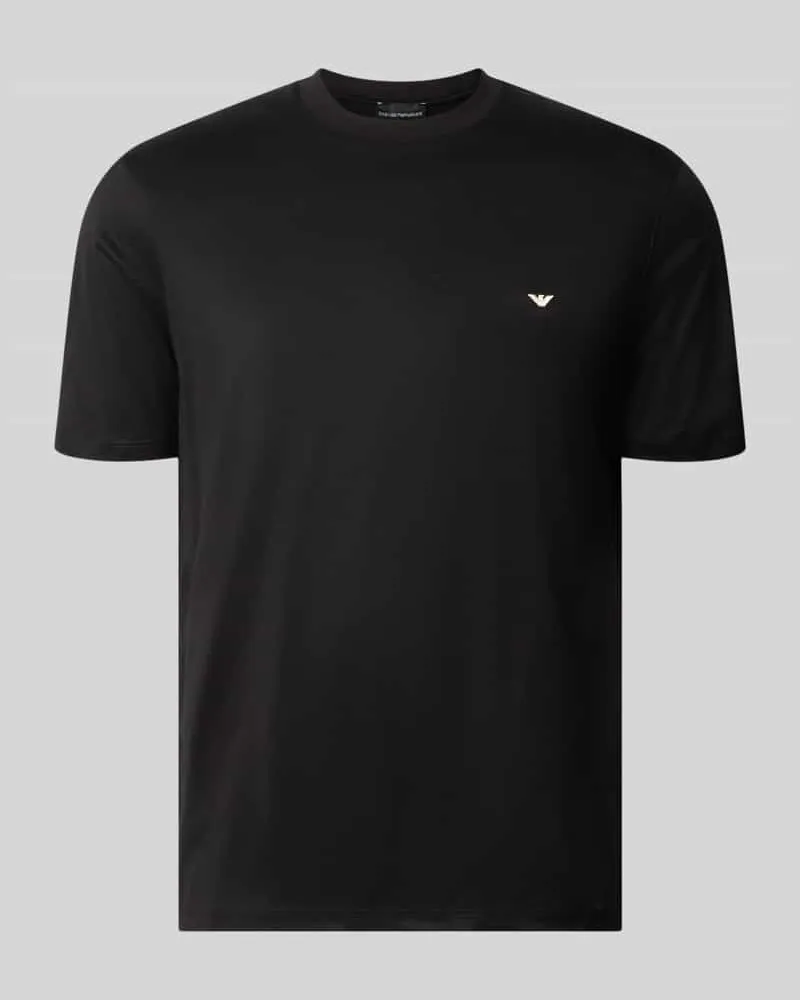Emporio Armani T-Shirt aus Lyocell-Mix mit Label-Stitching Black