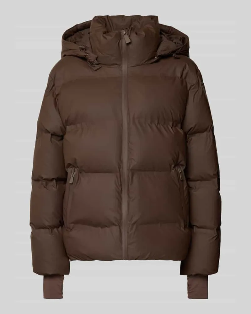 Neo Noir Steppjacke mit Reißverschlusstaschen Dunkelbraun