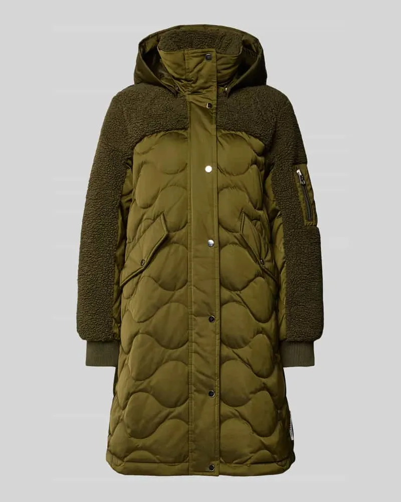 Marc O'Polo Regular Fit Daunenmantel mit Teddyfellbesatz Khaki