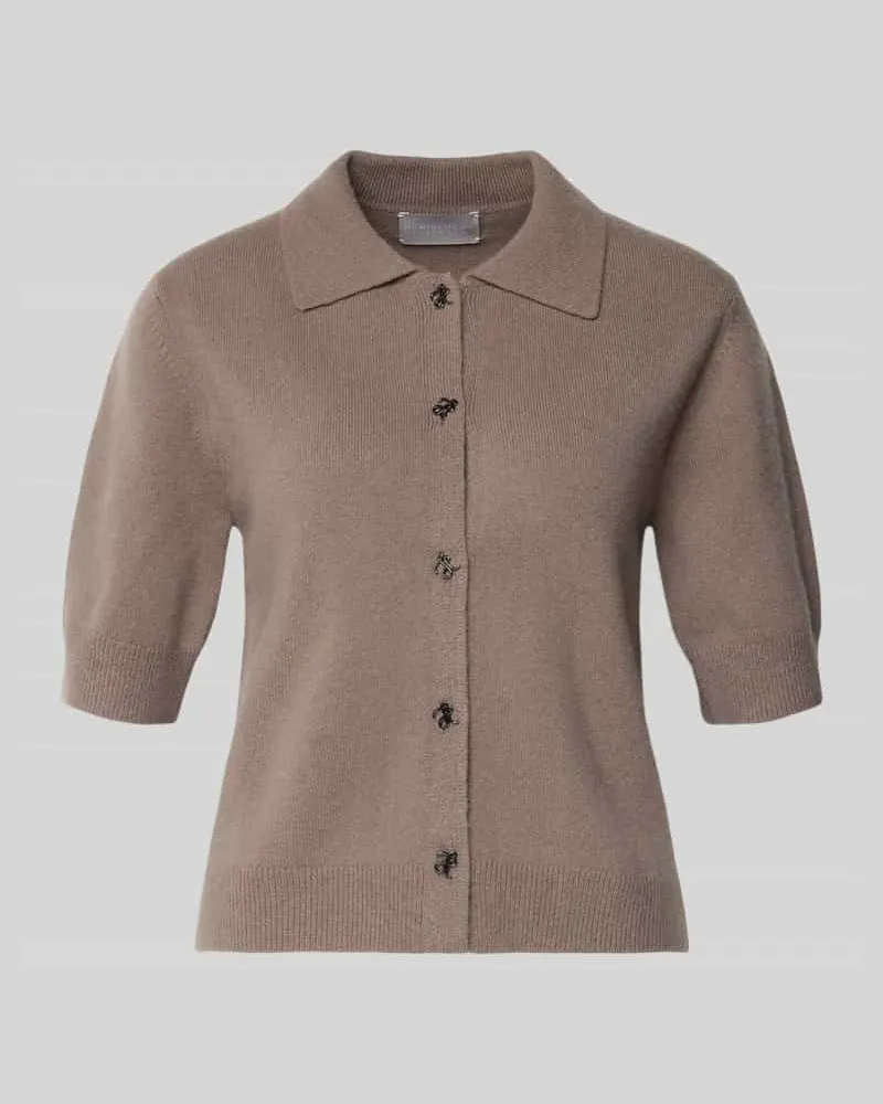 hemisphere Regular Fit T-Shirt in Strick-Optik aus Kaschmir-Mix Taupe