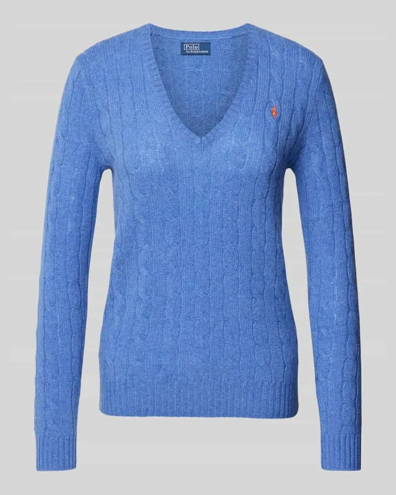 Ralph Lauren Strickpullover aus Wolle-Kaschmir-Mix mit Zopfmuster Bleu