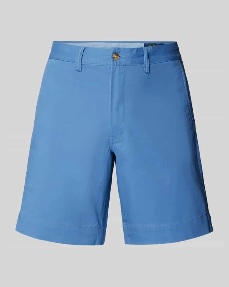 Ralph Lauren Stretch Straight Fit Shorts mit Gürtelschlaufen Modell 'BEDFORD Blau