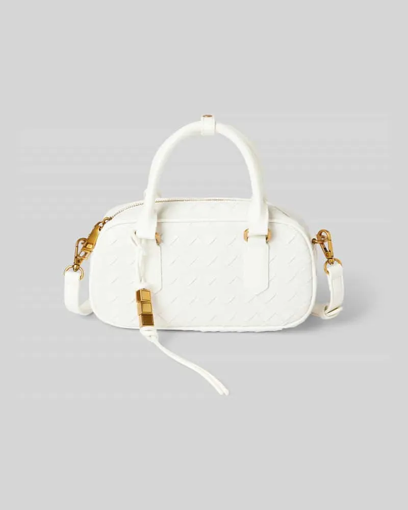 SEIDENFELT Handtasche in Flecht-Optik Modell 'KINNA BOWLING BAG Weiss