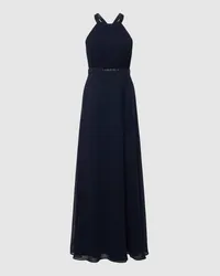 Vera Mont Abendkleid mit Ziersteinbesatz und Raffungen Marine