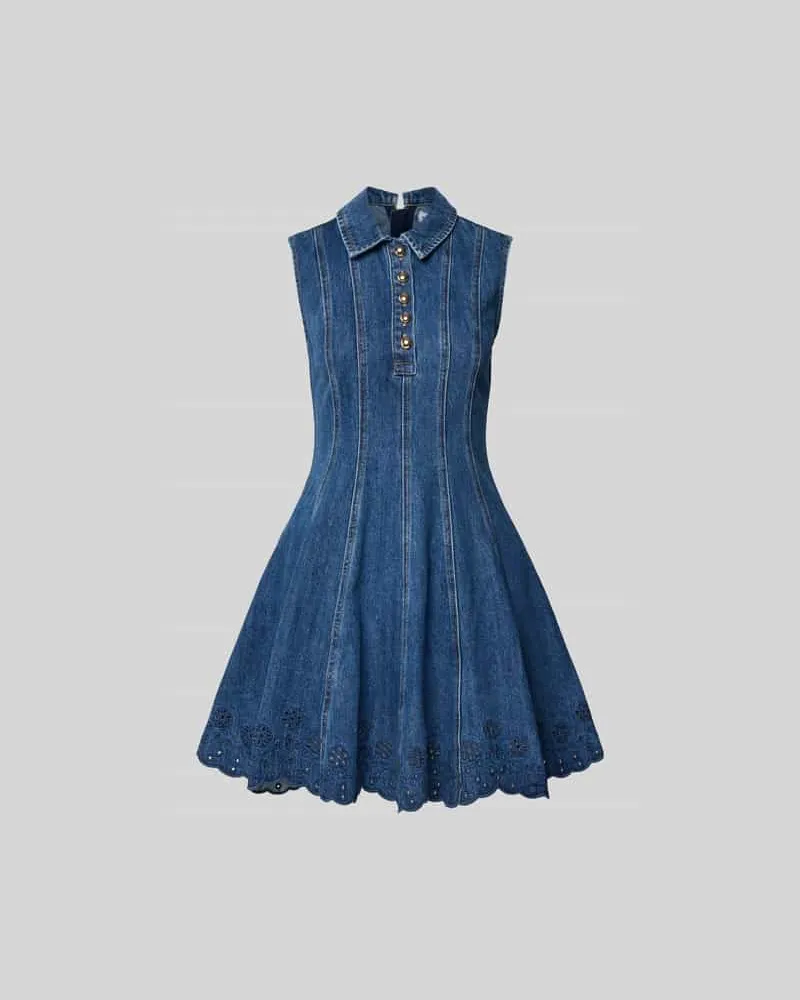 Self-Portrait Minikleid in Denim-Optik Blau
