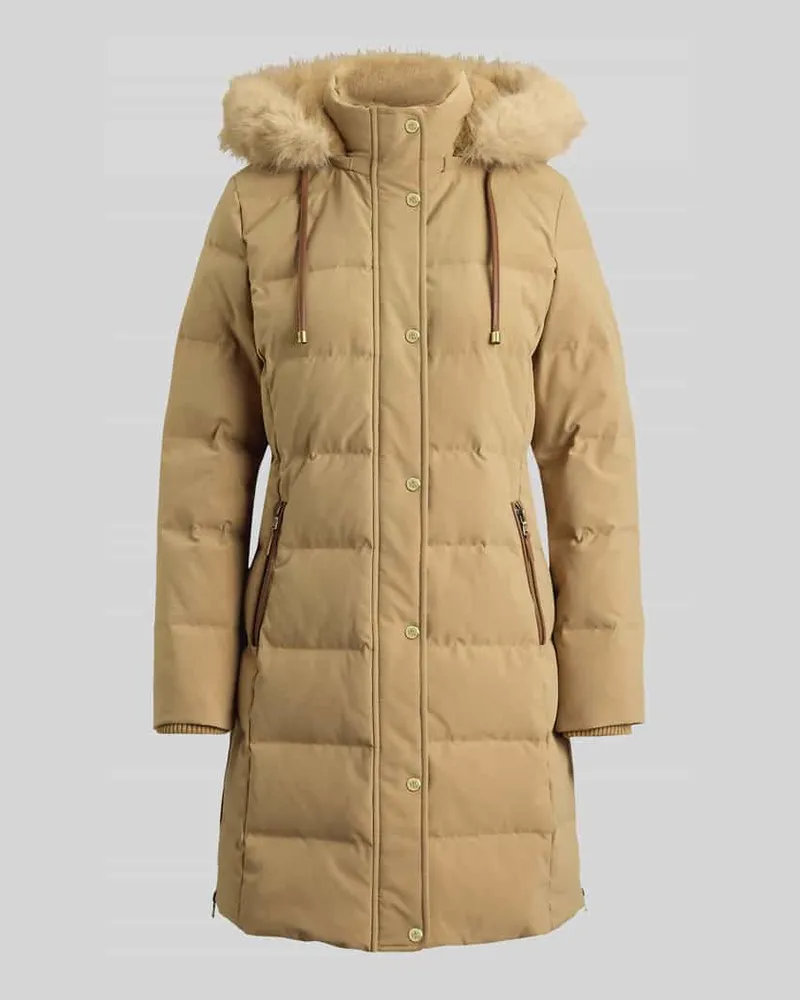 Ralph Lauren Regular Fit Daunenmantel mit Besatz aus Webpelz Camel