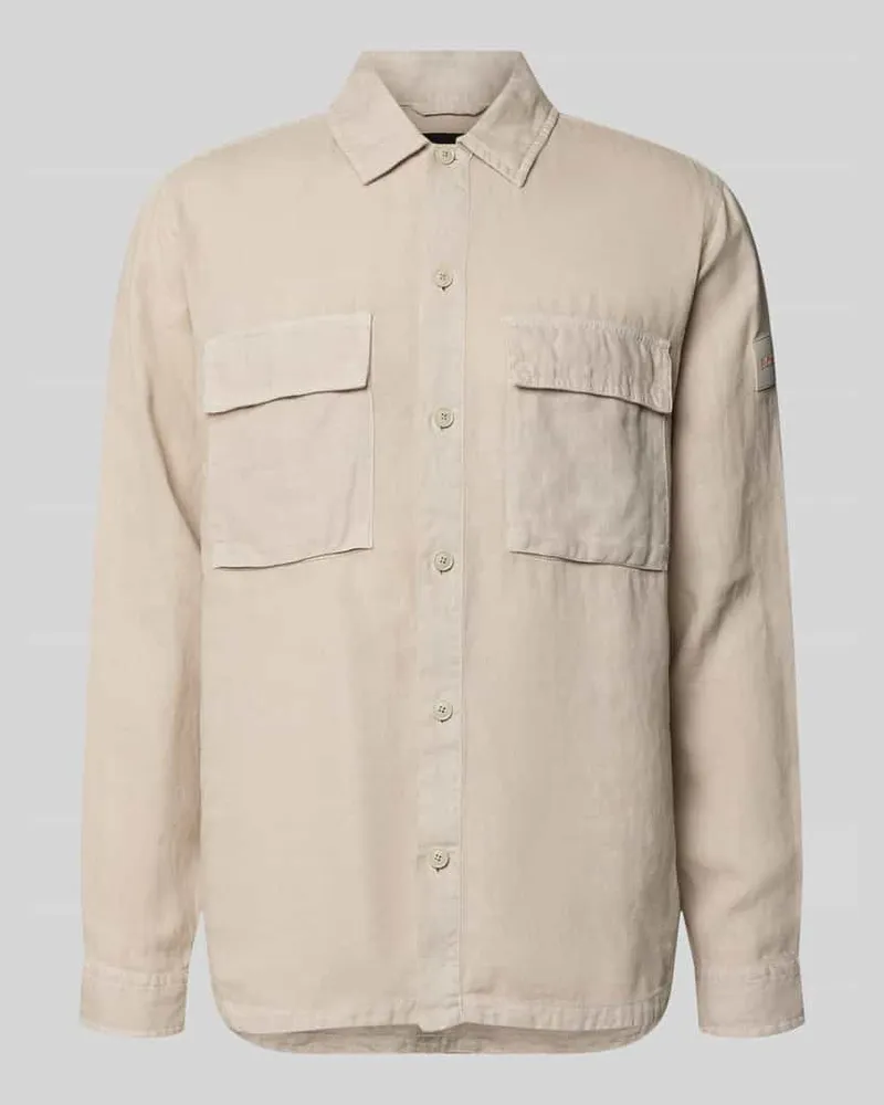 HUGO BOSS Relaxed Fit Freizeithemd aus reinem Leinen Modell 'LOCKY Sand