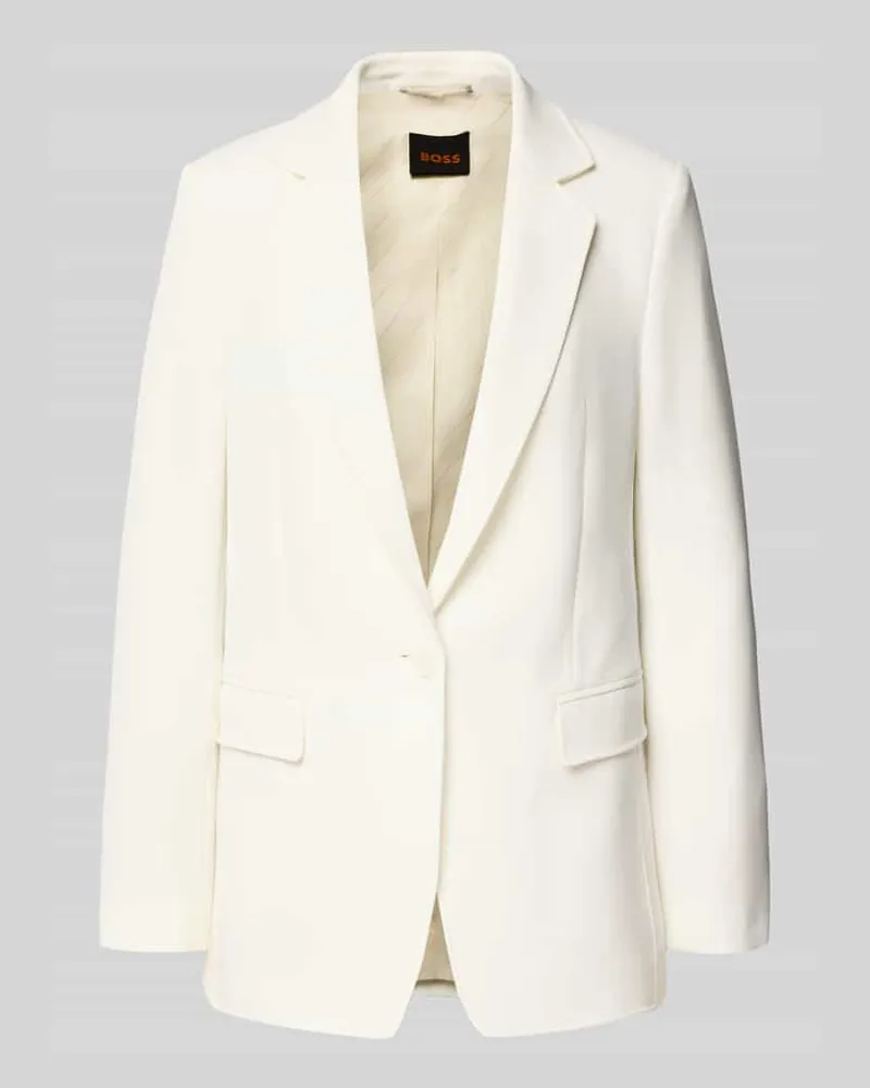 HUGO BOSS Regular Fit Longblazer mit Reverskragen Modell 'JABLA3 Offwhite