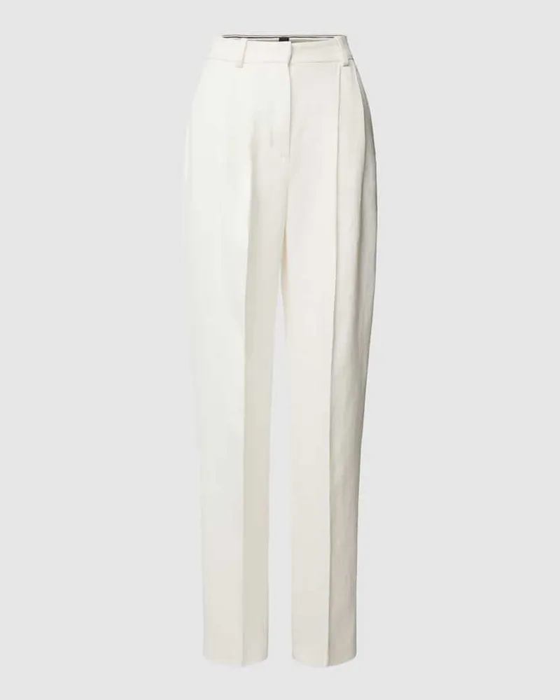 HUGO BOSS Regular Fit Leinenhose mit Bundfalten Offwhite