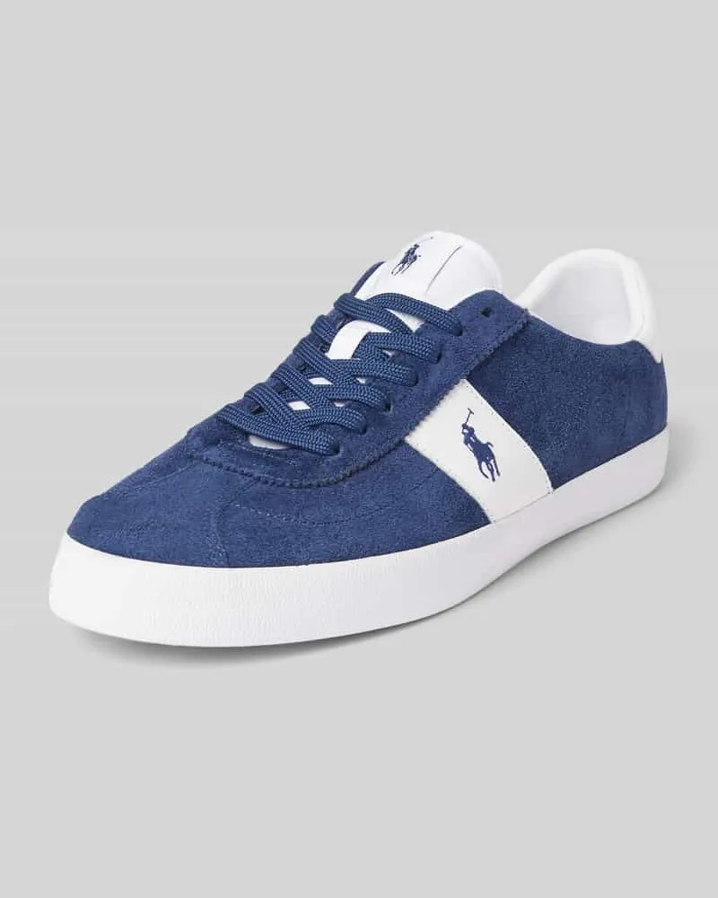 Ralph Lauren Ledersneaker mit Logo-Stitching Modell 'COURT Dunkelblau