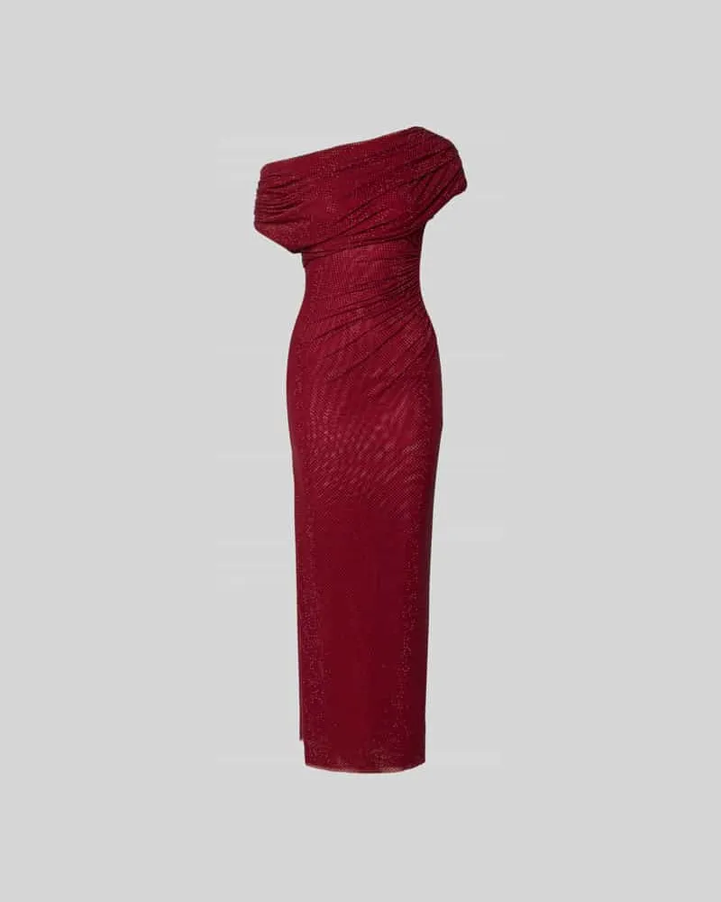 Self-Portrait Maxikleid mit Allover-Ziersteinbesatz Bordeaux