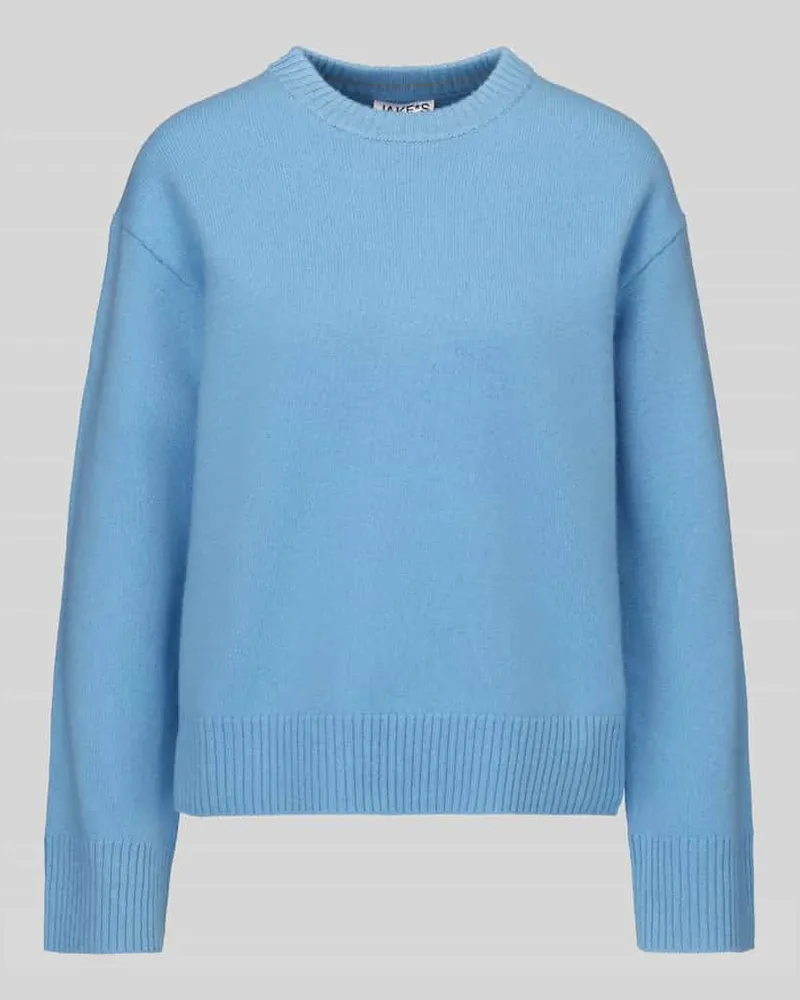 JAKE*S Pullover aus reiner Wolle mit Rippabschlüssen Sky