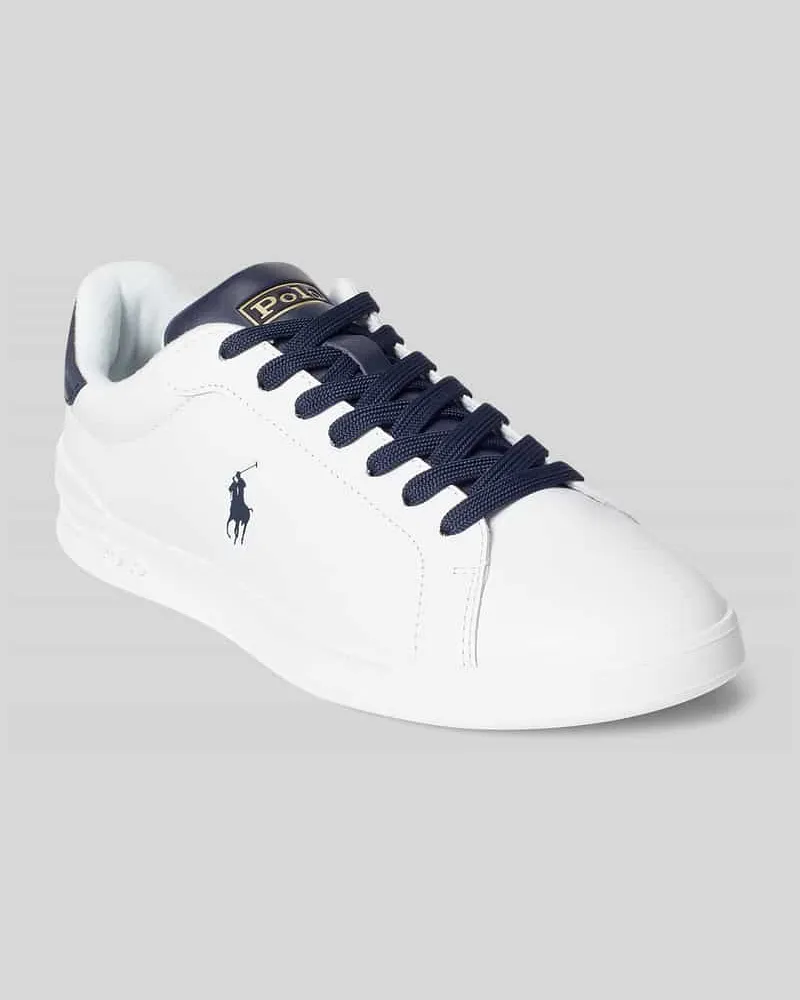 Ralph Lauren Sneaker aus echtem Leder mit Logo-Stitching Weiss