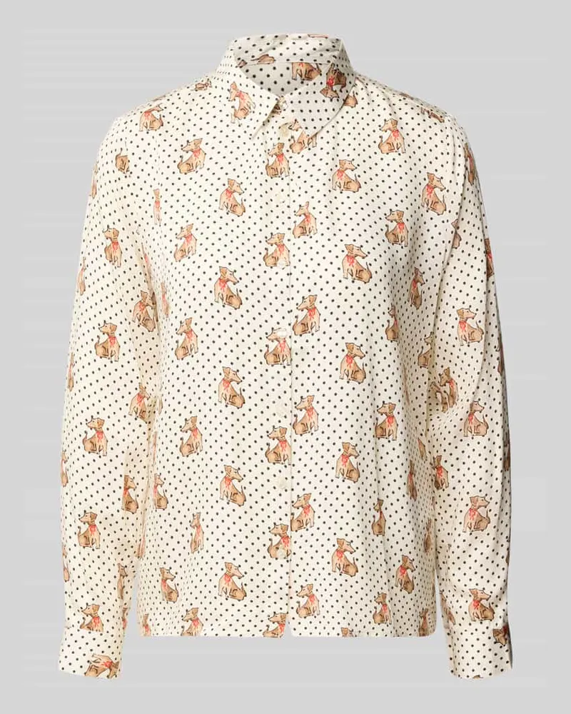 Milano Italy Regular Fit Bluse aus Viskose im Allover-Look Offwhite