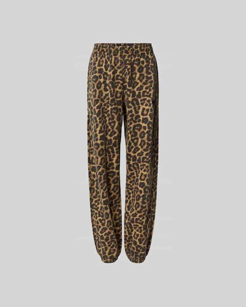 Anine Bing Sweatpants mit Allover-Animal-Print Mittelbraun