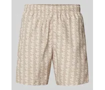Regular Fit Shorts mit Allover-Label-Muster