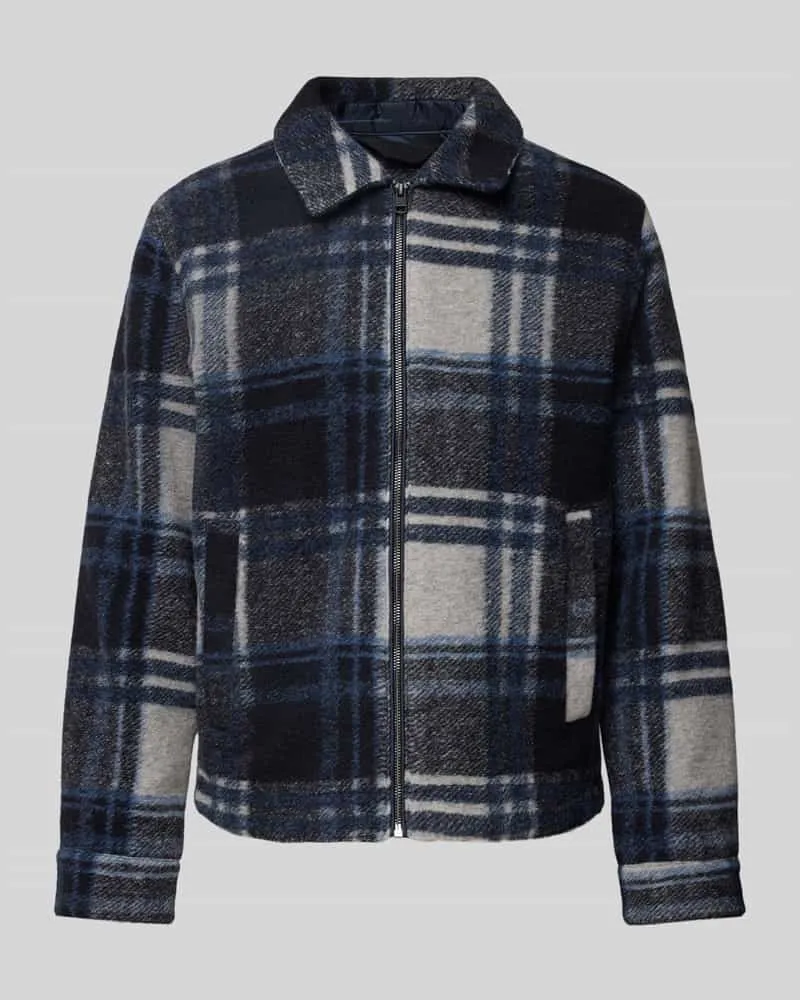 S.Oliver Karierte Jacke mit Umlegekragen Marine