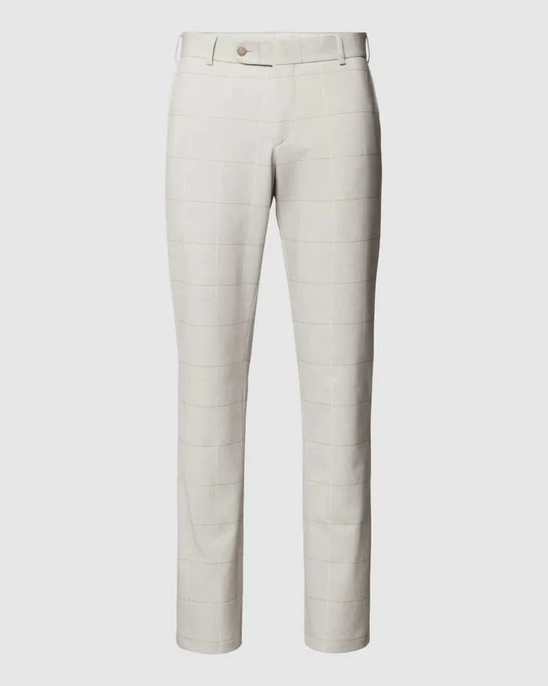 Atelier Torino Straight Fit Stoffhose mit Karomuster Sand