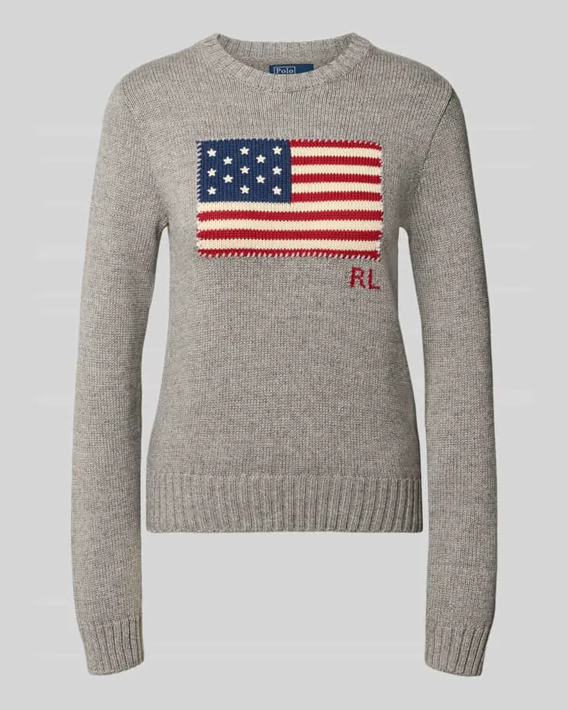 Ralph Lauren Regular Fit Strickpullover aus reiner Baumwolle Dunkelgrau